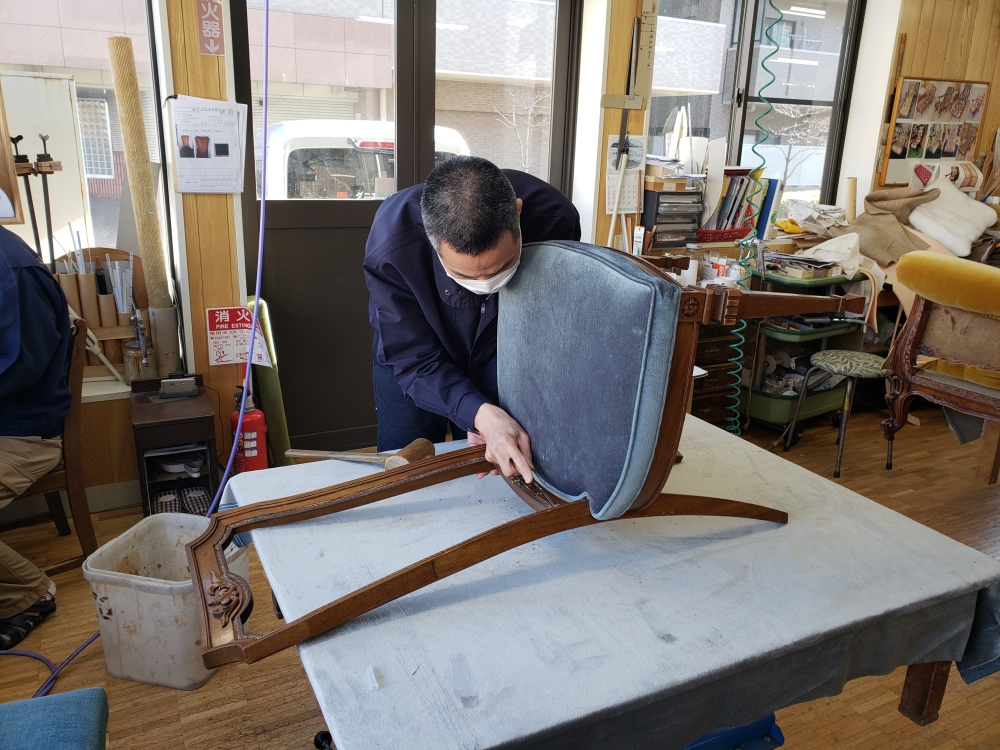 家具修理 ドレクセルチェア張替修理 背の籐を布張りに - ダニエルブログ